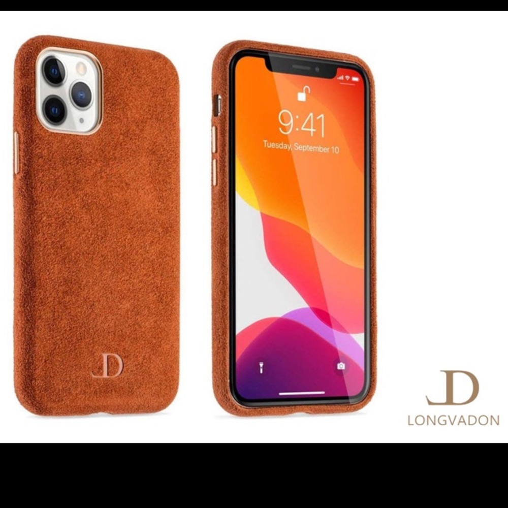 NWB Longvadon Genuine Italian Alcantara Tan I Phone 11 Pro Cell Phone Case